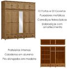 Guarda Roupa 10p 3g Espelho Madeira Maciça 220 Cm 9139 Milani