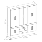 Guarda Roupa 10p Com Espelho Berlim Ébano/off White