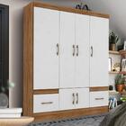 Guarda Roupa 165 Cm 6 Portas 2 Gavetas Casal Naturale Branco