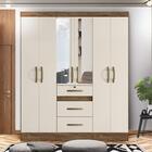 Guarda Roupa 165 Cm 6 Portas 3 Gavetas Casal Com Espelho Cast