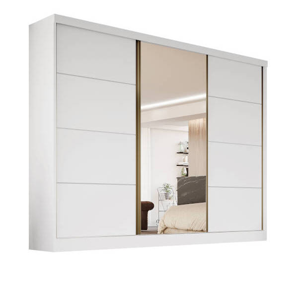 Guarda-roupa 1 Portas Espelhada Mdf 6 Gavetas - Bergamo-branc