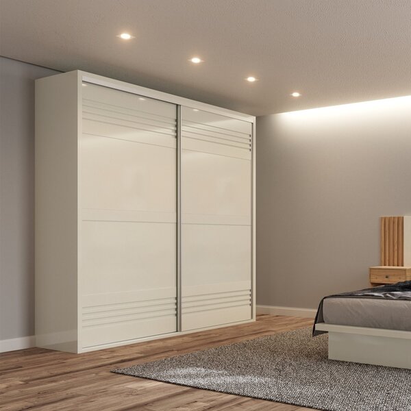 Guarda Roupa 223cm 2 Portas De Correr Dalla Costa Off White