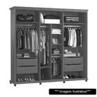 Guarda Roupa 250cm 3 Portas Deslizante Sem Espelho 4 Gavetas