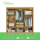 Guarda-roupa 2 Gavetas 3 Portas De Correr Com Espelho Com Pés