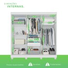 Guarda-roupa 2 Gavetas 3 Portas De Correr Com Pés Porto Branco