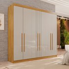 Guarda-roupa 2 Gavetas 6 Portas Lisboa Cinamomo / Off White