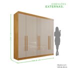 Guarda-roupa 2 Gavetas 6 Portas Lisboa Cinamomo / Off White