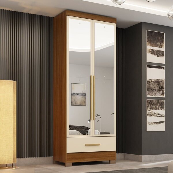 Guarda-roupa 2 Portas 1 Gaveta Com Espelhos Smart Plus Espres
