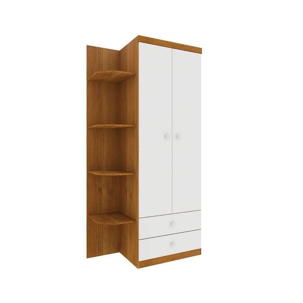 Guarda Roupa 2 Portas 2 Gavetas Cinamomo / Branco