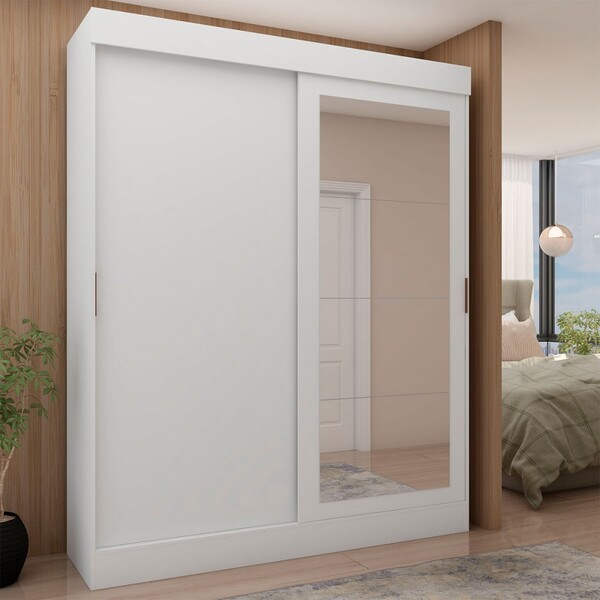 Guarda-roupa 2 Portas 2 Gavetas Com Espelho 0560 Branco/fosco
