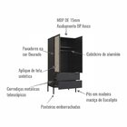 Guarda-roupa 2 Portas 2 Gavetas Palhinha Pé Madeira Oslo Nero