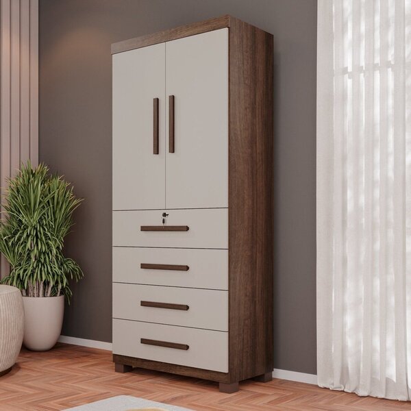 Guarda-roupa 2 Portas 4 Gavetas Ilhéus Espresso Móveis Imbuia