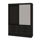 Guarda-roupa 2 Portas 6 Gavetas Com Espelho 0559 Preto - Geni