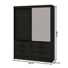 Guarda-roupa 2 Portas 6 Gavetas Com Espelho 0559 Preto - Geni