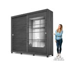 Guarda Roupa 2 Portas 6 Gavetas Espelhado Cerrado  Amêndoa