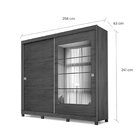 Guarda Roupa 2 Portas 6 Gavetas Espelhado Cerrado  Amêndoa