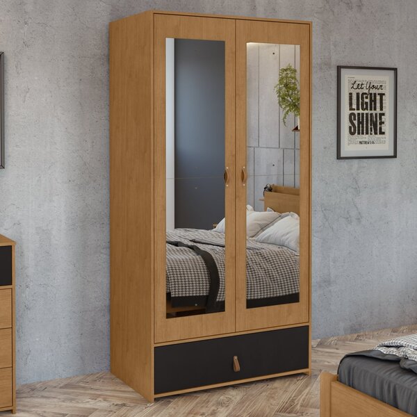 Guarda Roupa 2 Portas Com Espelho 1 Gaveta Valencia Móveis Lo