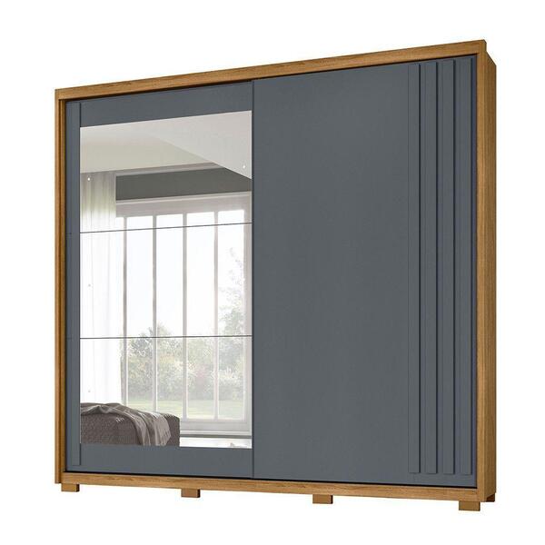 Guarda Roupa 2 Portas Com Espelho Dhara Freijó Cinza 984031