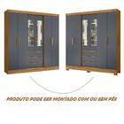 Guarda Roupa 2 Portas Com Espelho Freijó Cinza Clementine Sho