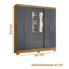 Guarda Roupa 2 Portas Com Espelho Freijó Cinza Clementine Sho