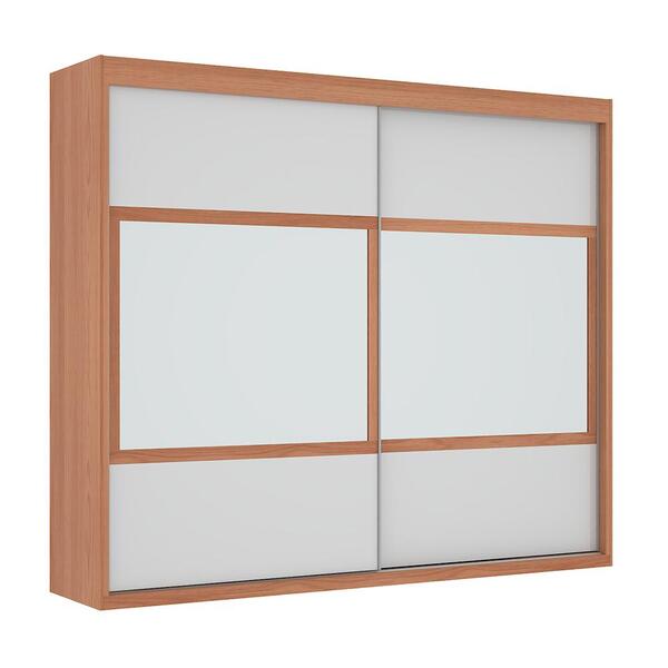 Guarda Roupa 2 Portas Com Espelhos Joinville Castanho/off Whi