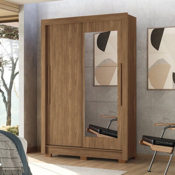 Guarda-roupa 2 Portas Correr 2 Gavetas Com Espelho Lapa Jatoba