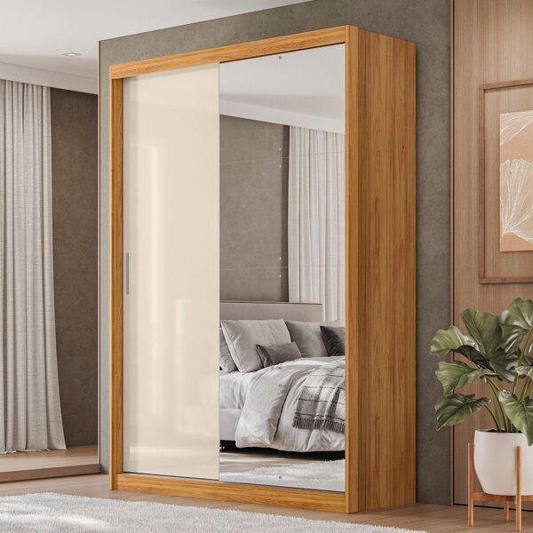 Guarda-roupa 2 Portas Correr 4 Gavetas London Cinamon/off-whi