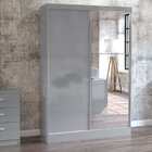 Guarda Roupa 2 Portas De Correr 1 Espelho Lynx Politorno Cinza