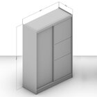 Guarda Roupa 2 Portas De Correr 1 Espelho Lynx Politorno Cinza