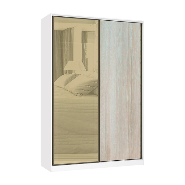 Guarda Roupa 2 Portas De Correr 3 Gavetas 159cm Com Vidro Ref