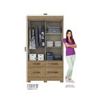 Guarda Roupa 2 Portas De Correr 4 Gavetas Off White Rústico