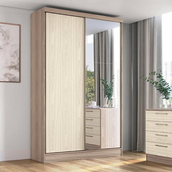 Guarda-roupa 2 Portas De Correr Com Espelho Prisma Glass Móve