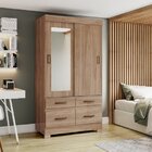 Guarda-roupa 2 Portas Deslizantes 4 Gavetas Com Espelho B25 J