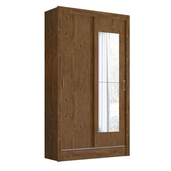 Guarda Roupa 2 Portas Deslizantes Com Espelho Natal Castanho