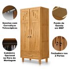 Guarda Roupa 2 Portas E Cômoda 4 Gavetas 100 % Madeira Paris