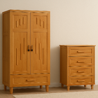 Guarda Roupa 2 Portas E Cômoda 4 Gavetas 100 % Madeira Paris