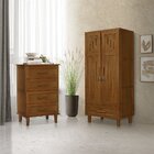 Guarda Roupa 2 Portas E Cômoda 4 Gavetas 100 % Madeira Paris