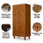 Guarda Roupa 2 Portas E Cômoda 4 Gavetas 100 % Madeira Paris