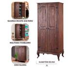 Guarda Roupa 2 Portas Madeira Maciça Rústico Pés Luis Xv 4000