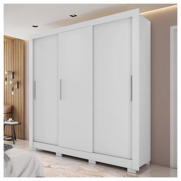 Guarda Roupa 3 Portas 2 Gavetas Com 8 Pés Branco New Glass
