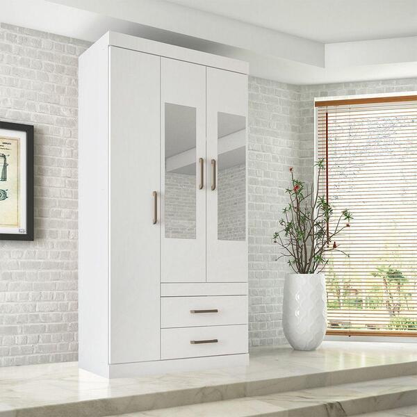 Guarda Roupa 3 Portas 2 Gavetas Com Espelho Star Santos Andir