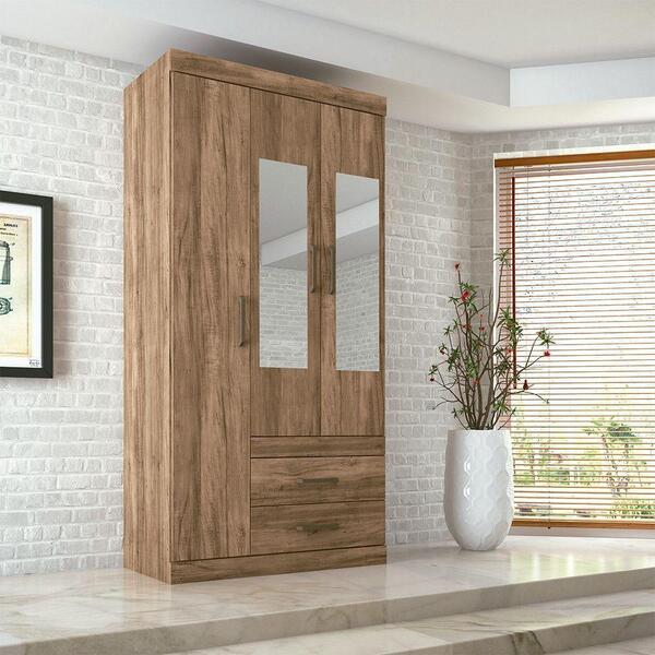 Guarda Roupa 3 Portas 2 Gavetas Com Espelho Star Santos Andir