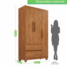 Guarda Roupa 3 Portas 2 Gavetas Dubai Plus Imop Móveis