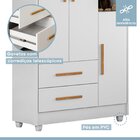 Guarda-roupa 3 Portas 2 Gavetas Duda Branco/amadeirado/branco