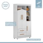 Guarda-roupa 3 Portas 2 Gavetas Duda Branco/amadeirado/branco