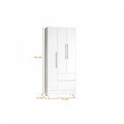Guarda-roupa 3 Portas 2 Gavetas Loreta J&a Móveis Branco/bran