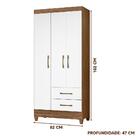 Guarda Roupa 3 Portas 2 Gavetas Naturale Branco Laudo Shop Jm