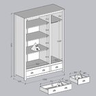 Guarda-roupa 3 Portas 2 Gavetas Topázio 100% Madeira Maciça B