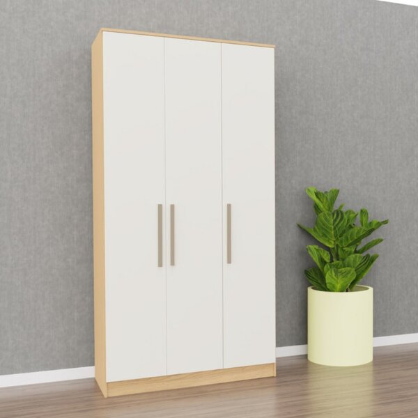 Guarda Roupa 3 Portas 2 Gavetas Wood  Angelin/blanc