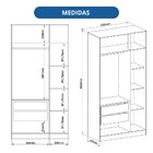 Guarda Roupa 3 Portas 2 Gavetas Wood  Branco Line